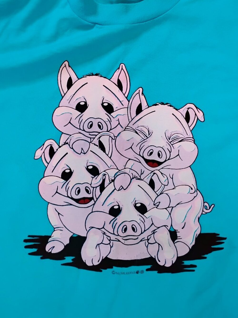 Vintage 80s Pig Pile Cute T-Shirt Cottage Core